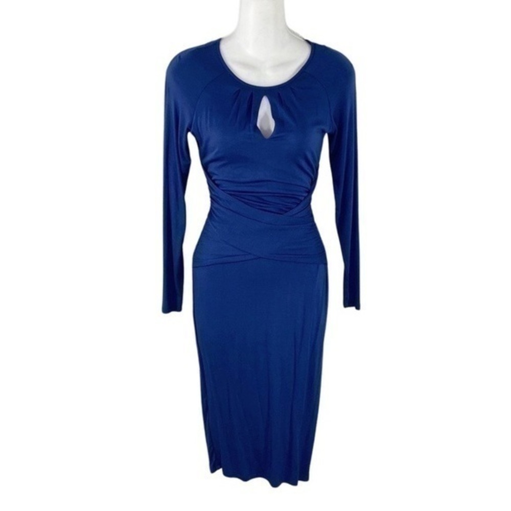 Venus blue keyhole wrap waist bodycon dress H8